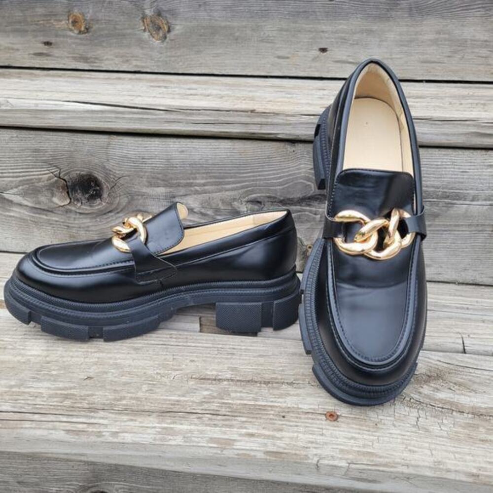 Yetier Chunky Platform Y2K Loafer Punk Grunge Shoe Black Size‎ 8 Lug Sole Preppy